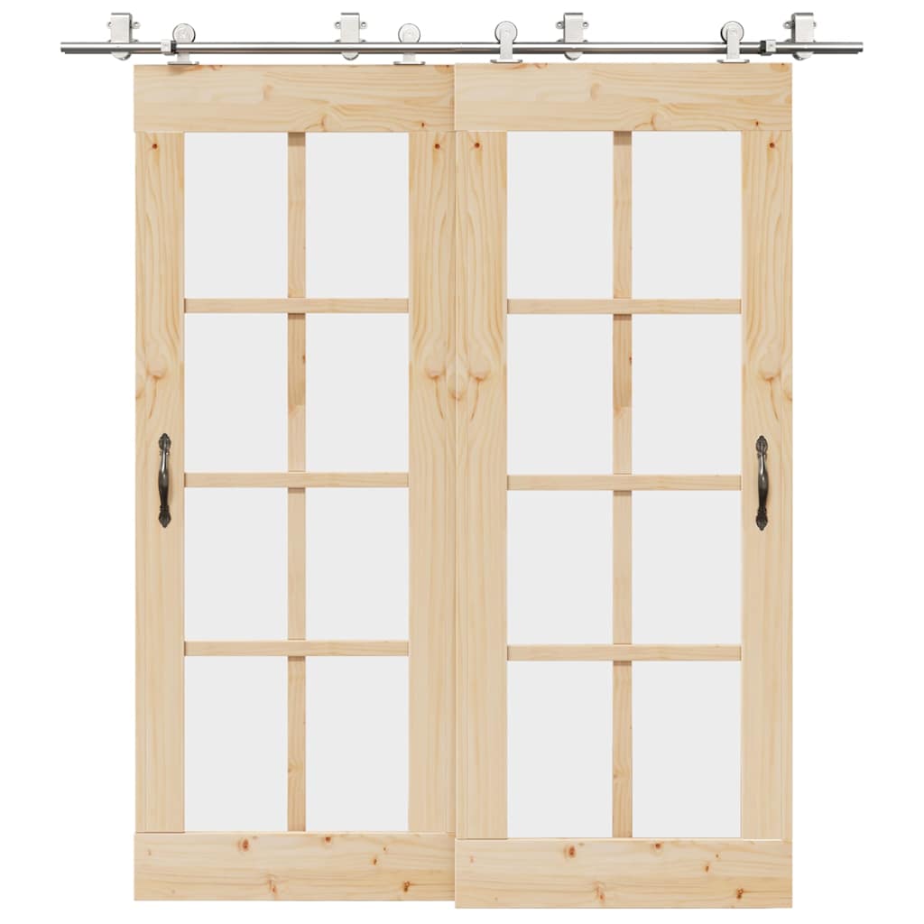 Vidaxx juego de piezas para puerta corredera 200 cm acero inoxidable plateado