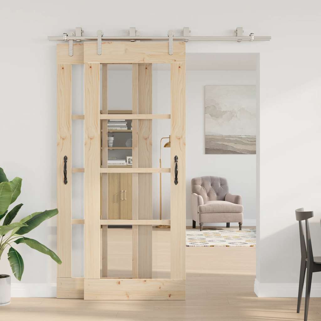 Vidaxx juego de piezas para puerta corredera 200 cm acero inoxidable plateado