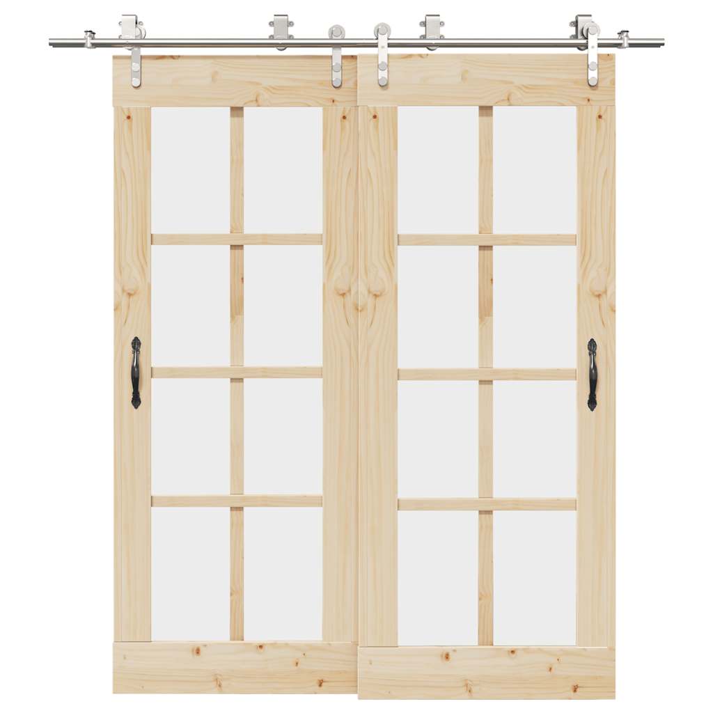 Vidaxx juego de piezas para puerta corredera 200 cm acero inoxidable plateado