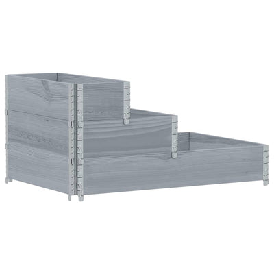 Vidaxl Allevatore alzato a 3 strati 120x80 cm Grigio a pino solido