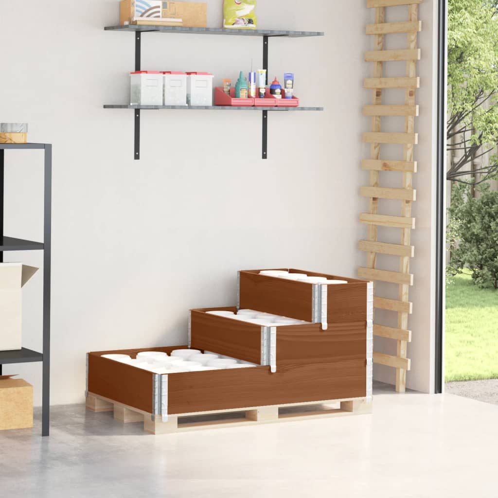 Plantador elevado Vidaxl 3 capas 120x80 cm Pino sólido Brown