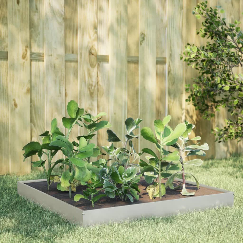 Plantador Vidaxl elevado 100x100x18.5 cm de acero inoxidable