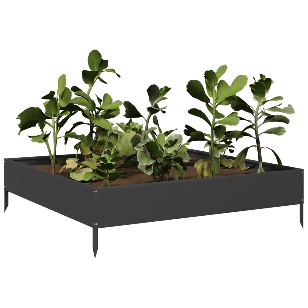 Plantador Vidaxl elevado 100x100x26 cm de acero negro