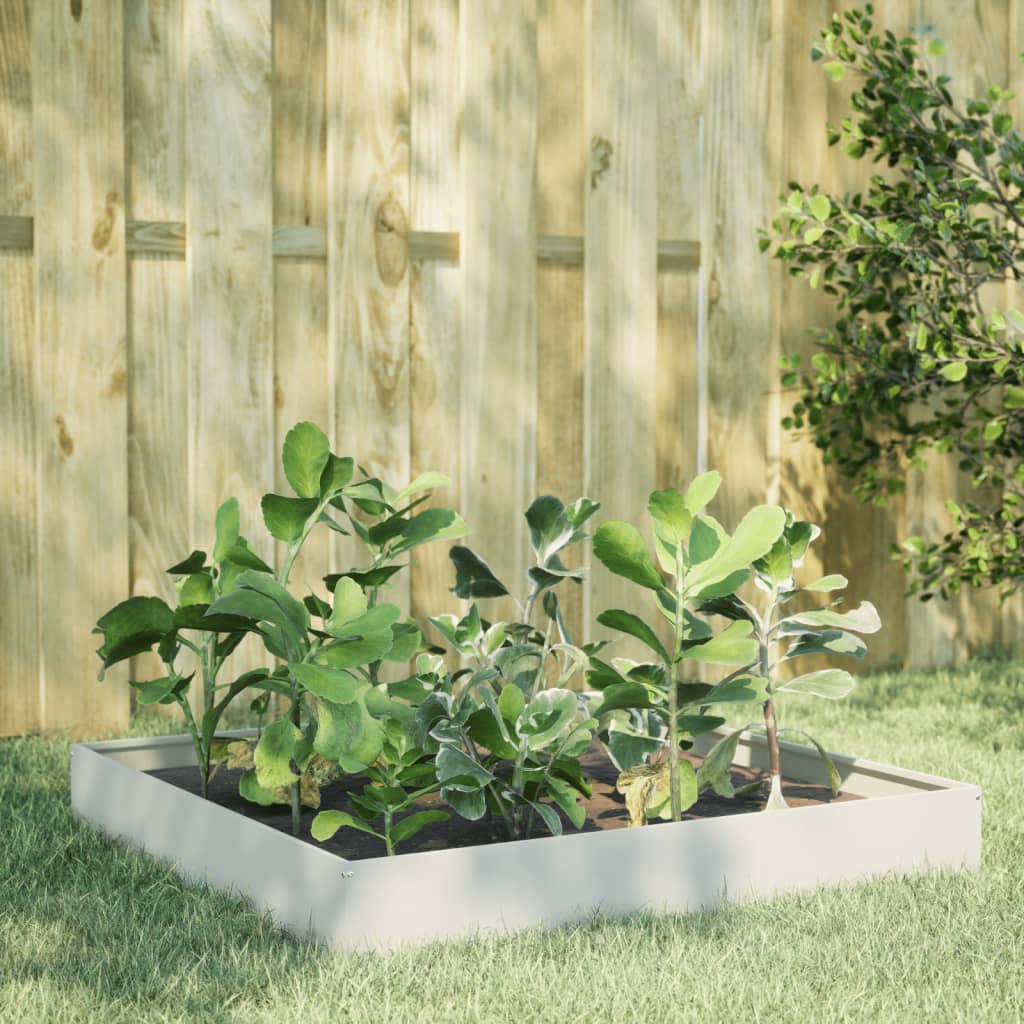 Vidaxl Planter Insertar 100x100x26 cm de acero blanco