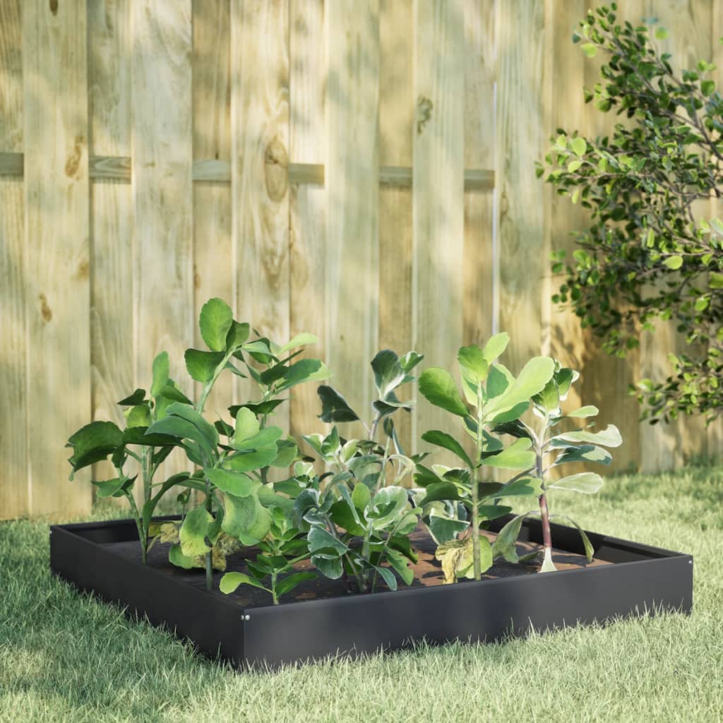 Plantador Vidaxl elevado 100x100x26 cm de acero antracita