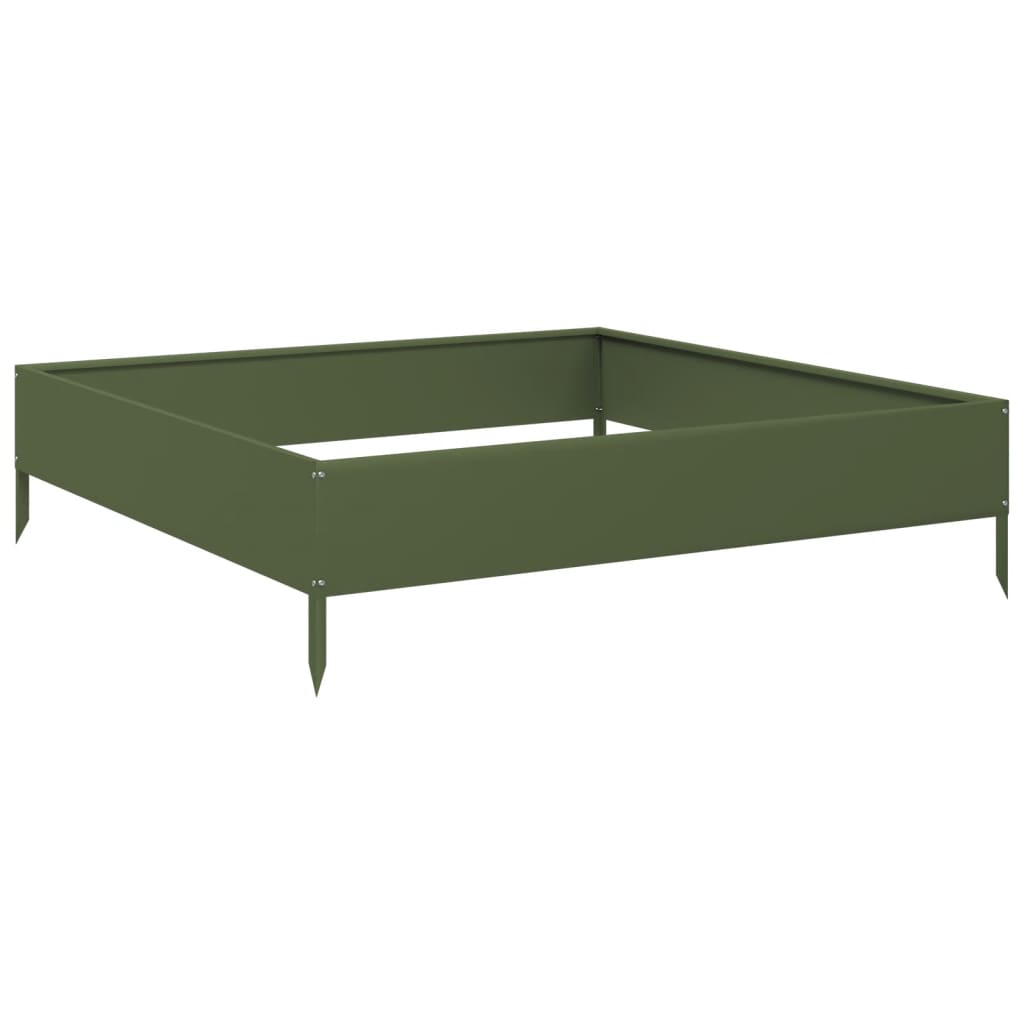 Plantador Vidaxl elevado 100x100x26 cm de acero verde de acero verde