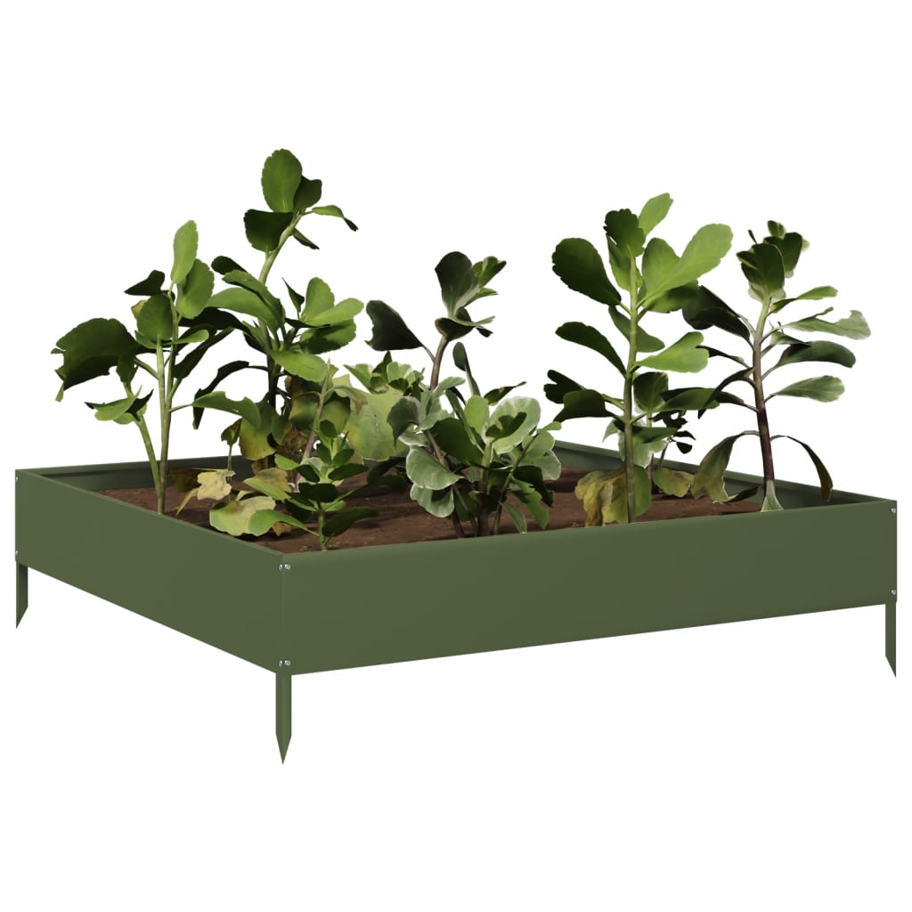 Plantador Vidaxl elevado 100x100x26 cm de acero verde de acero verde