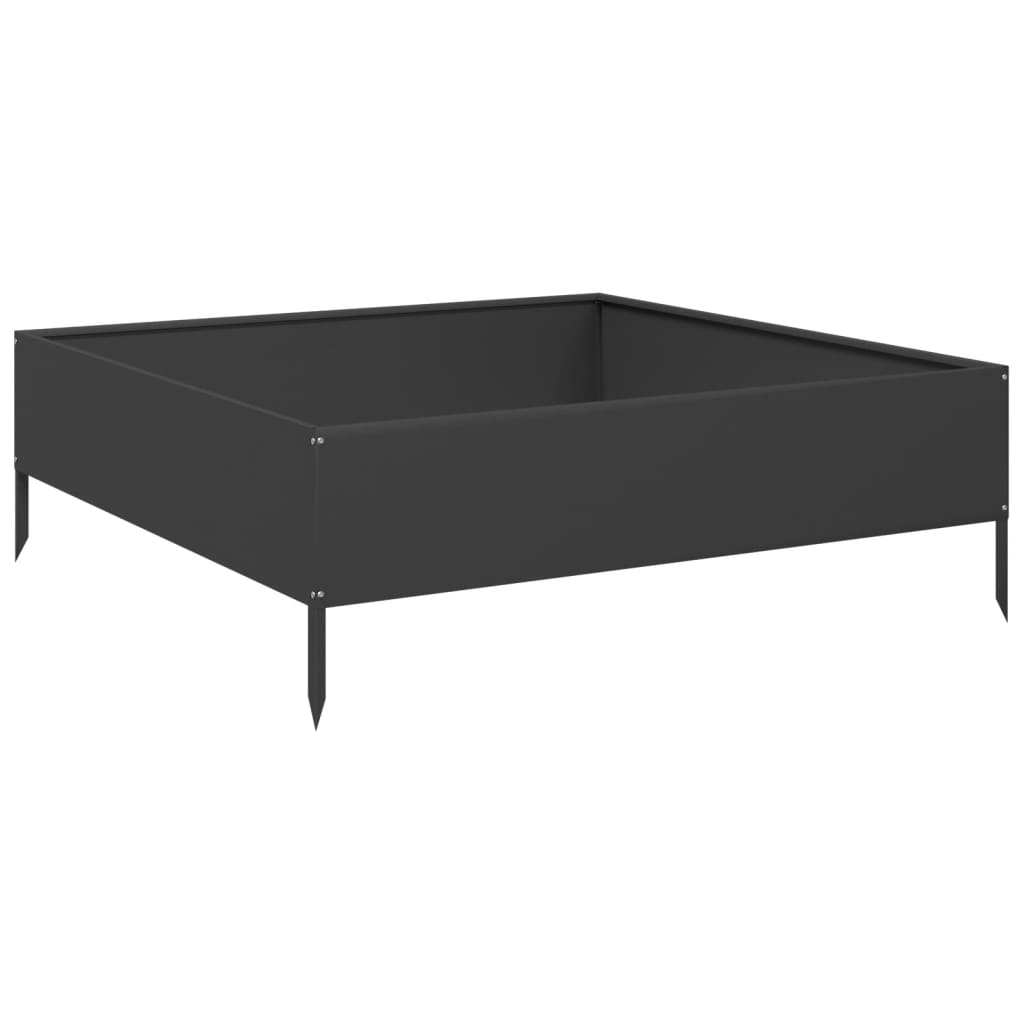 Plantador Vidaxl elevado 100x100x33.5 cm de acero negro
