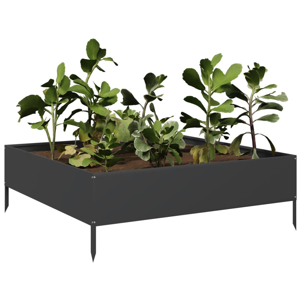 Plantador Vidaxl elevado 100x100x33.5 cm de acero negro