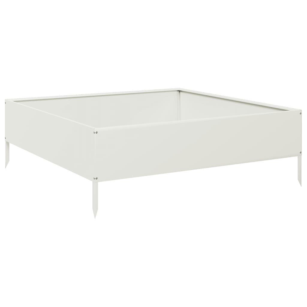 Plantador Vidaxl elevado 100x100x33.5 cm de acero blanco