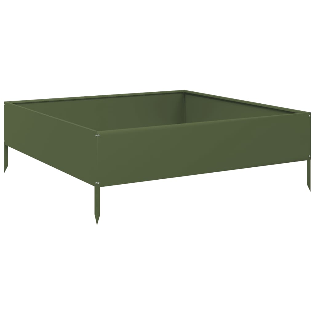 Vidaxl fioriera raccolta 100x100x33,5 cm in acciaio verde oliva