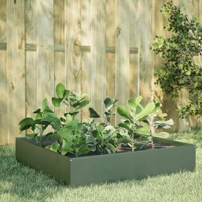 Vidaxl plantenbak verhoogd 100x100x33,5 cm staal olijfgroen