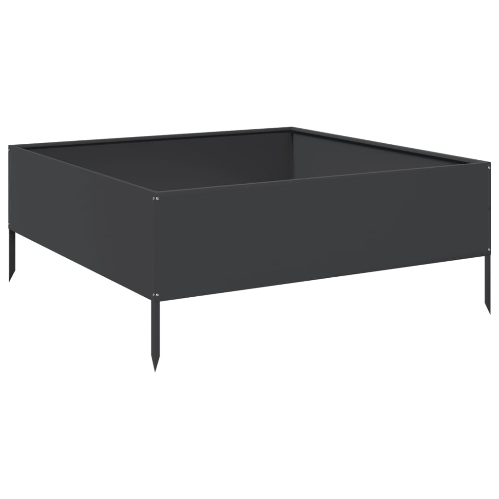 Plantador Vidaxl elevado 100x100x25 cm de acero negro