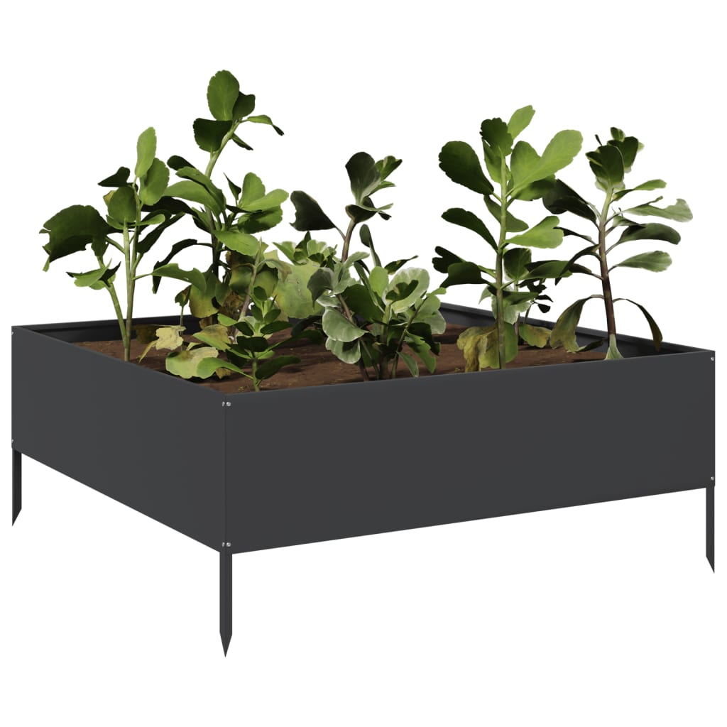 Plantador Vidaxl elevado 100x100x25 cm de acero negro