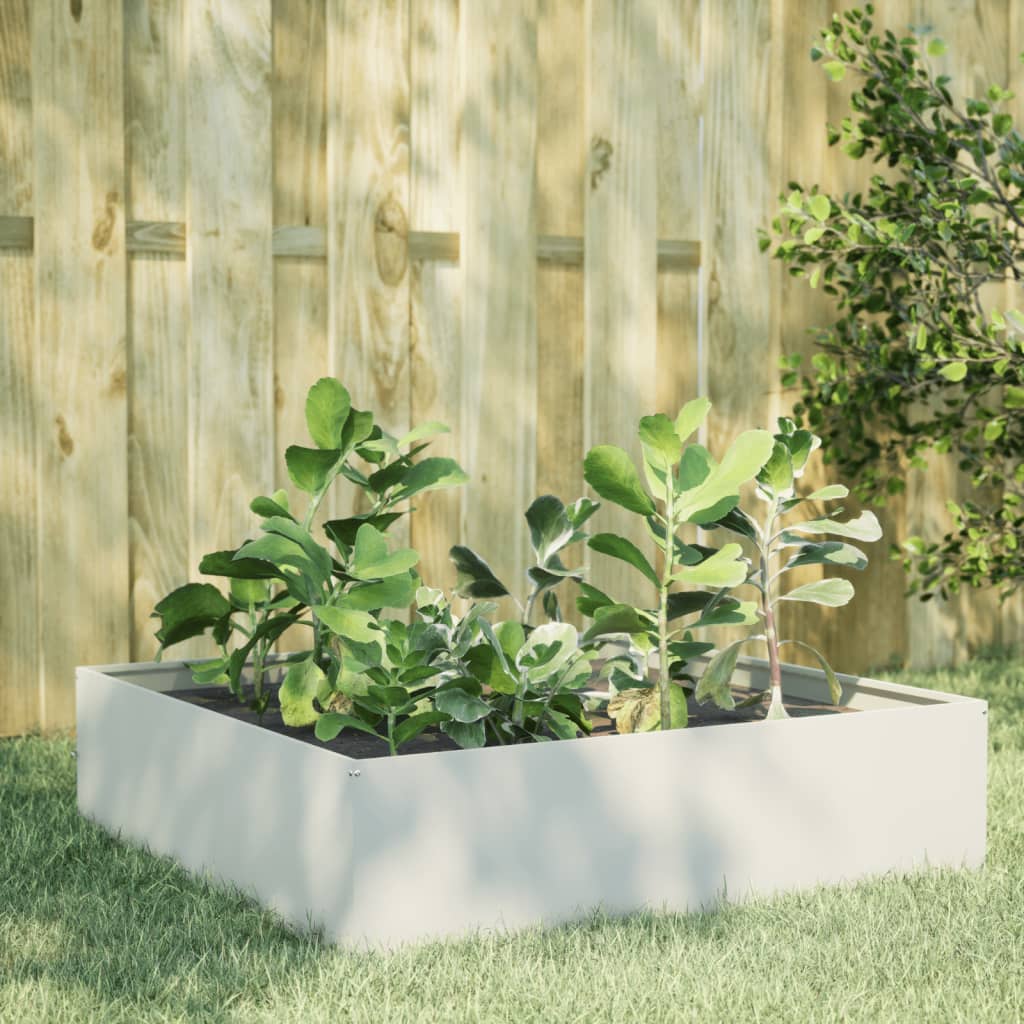 Vidaxl Planning Box elevada 100x100x25 cm de acero blanco