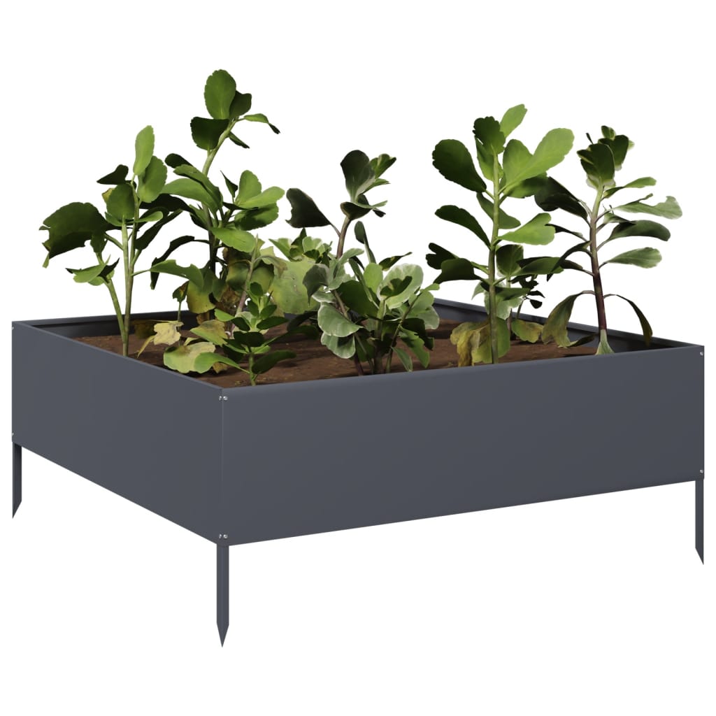 Plantador Vidaxl elevado 100x100x25 cm de acero antracita