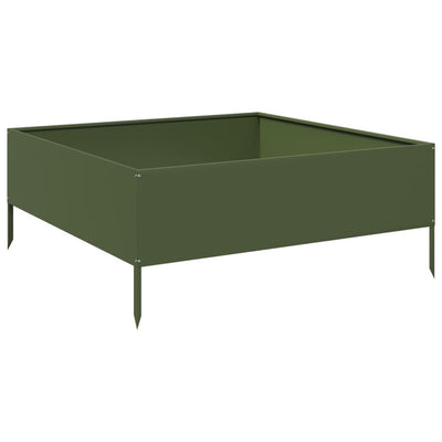 Vidaxl fioriera raccolta 100x100x25 cm in acciaio verde oliva