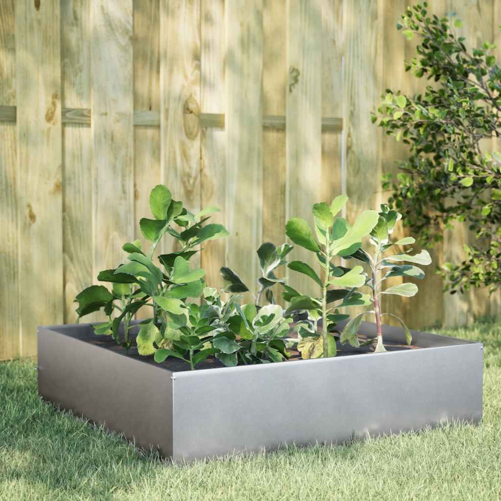Plantador Vidaxl elevado 100x100x25 cm de acero galvanizado