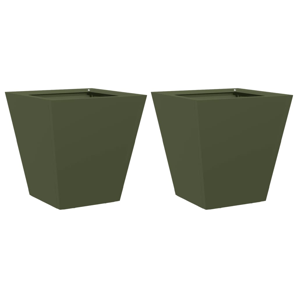 Plantadores Vidaxl 2 ST 30X30X30 CM Oliva de acero verde