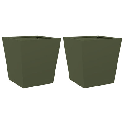 Vidaxl fioriere 2 ST 40x40x40 cm in acciaio verde oliva