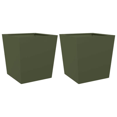 Vidaxl fioriere 2 ST 50x50x50 cm in acciaio verde oliva
