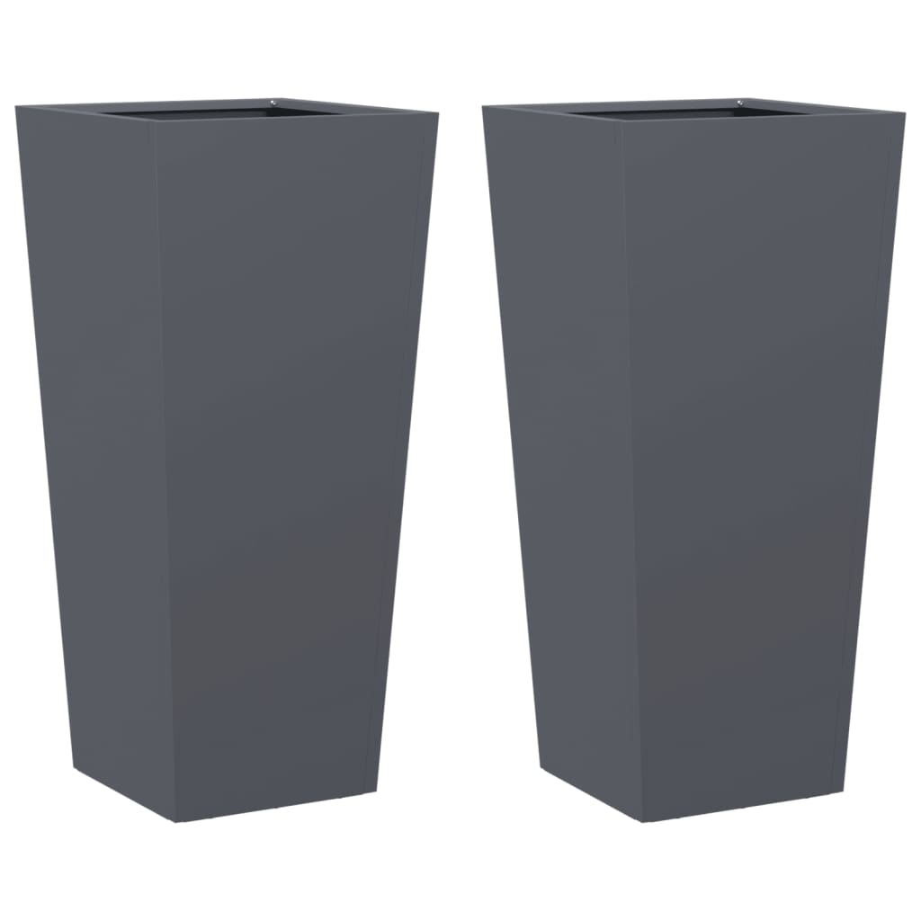 Plantadores Vidaxl 2 St 35x35x75 cm de acero antracita