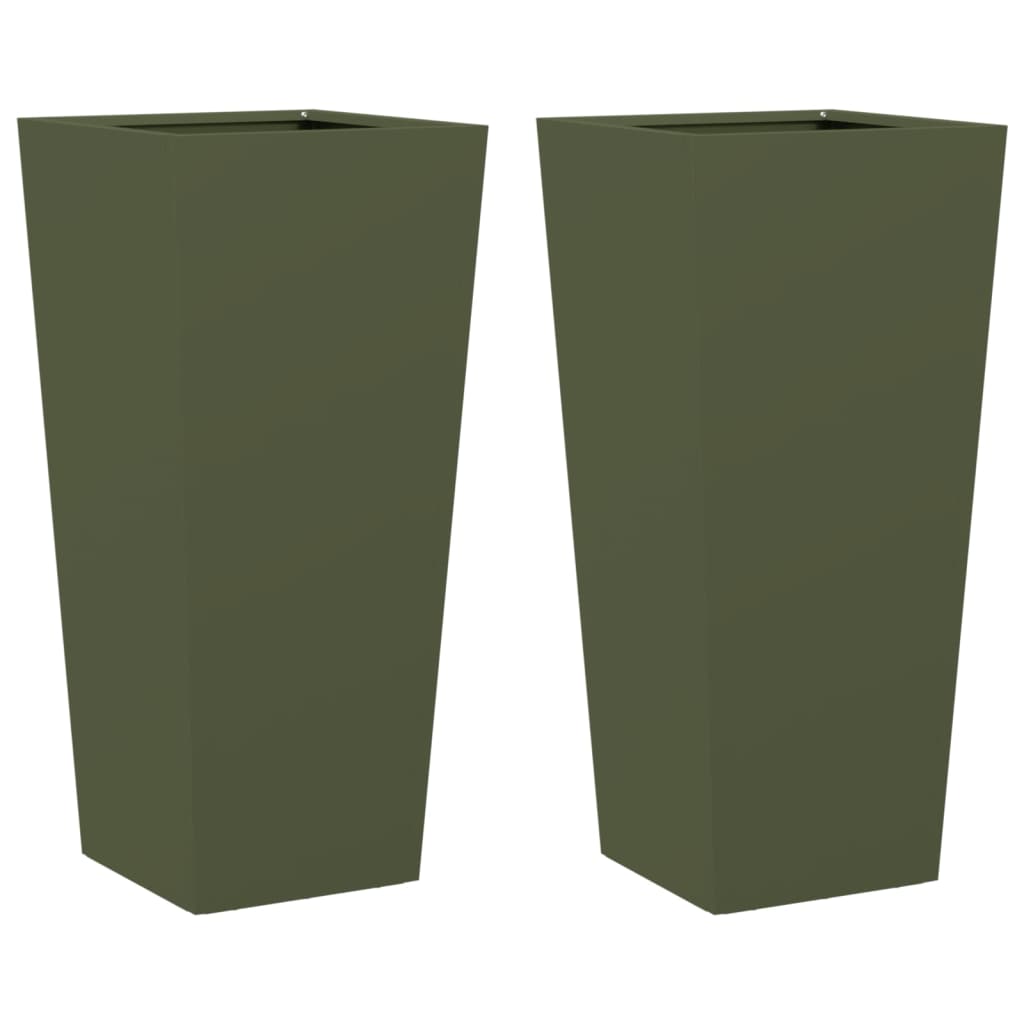 Vidaxl Fioter 2 ST 35x35x75 cm Oliva verde in acciaio