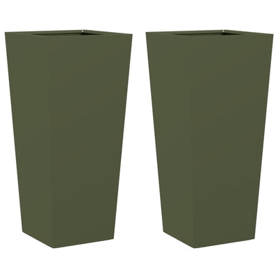 Vidaxl Fioter 2 ST 35x35x75 cm Oliva verde in acciaio