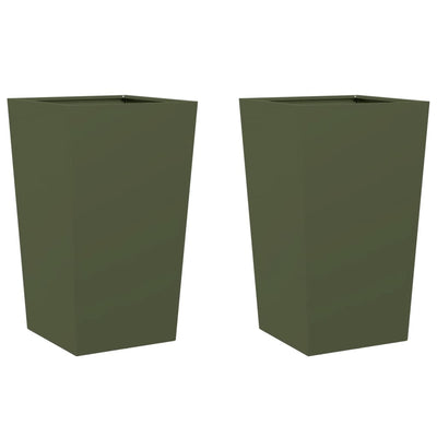 Vidaxl fioriere 2 ST 45x45x75 cm in acciaio verde oliva