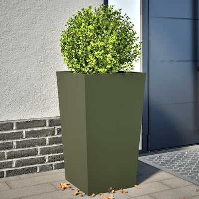 Vidaxl fioriere 2 ST 45x45x75 cm in acciaio verde oliva