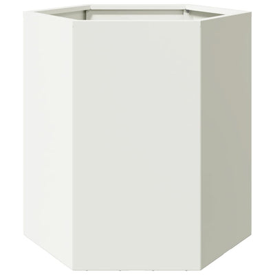 Vidaxl plannet esagono 46x40x45 cm acciaio bianco