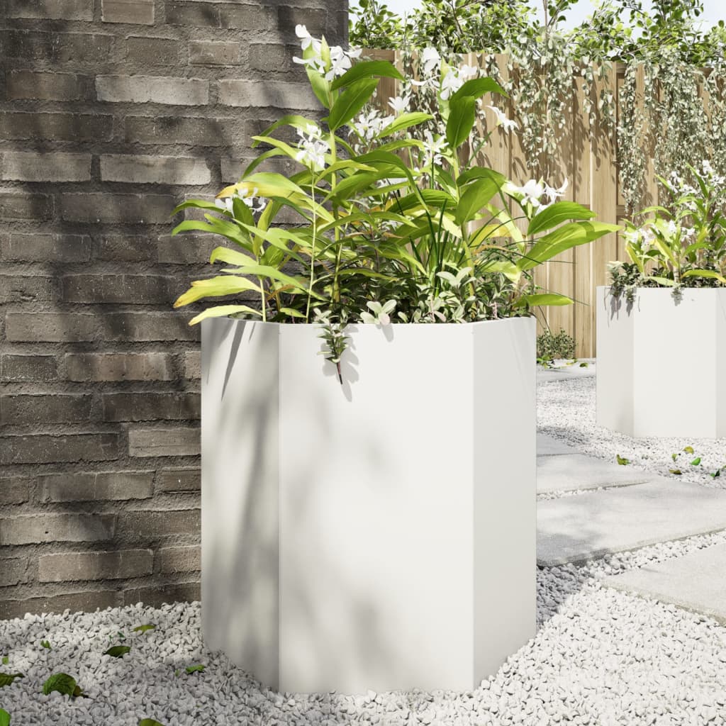 Vidaxl Plannet Hexagon 46x40x45 cm de acero blanco