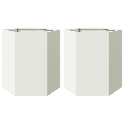Vidaxl Fioters 2 St Esagono 46x40x45 cm acciaio bianco