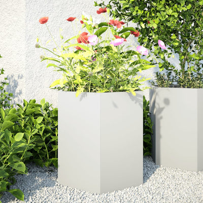Vidaxl Fioters 2 St Esagono 46x40x45 cm acciaio bianco