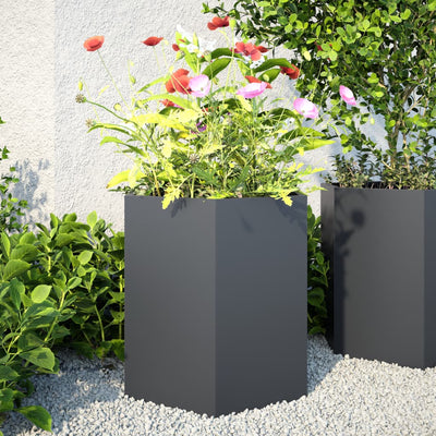Vidaxl Planners 2 St Hexagon 46x40x45 cm Antracite in acciaio -lorato