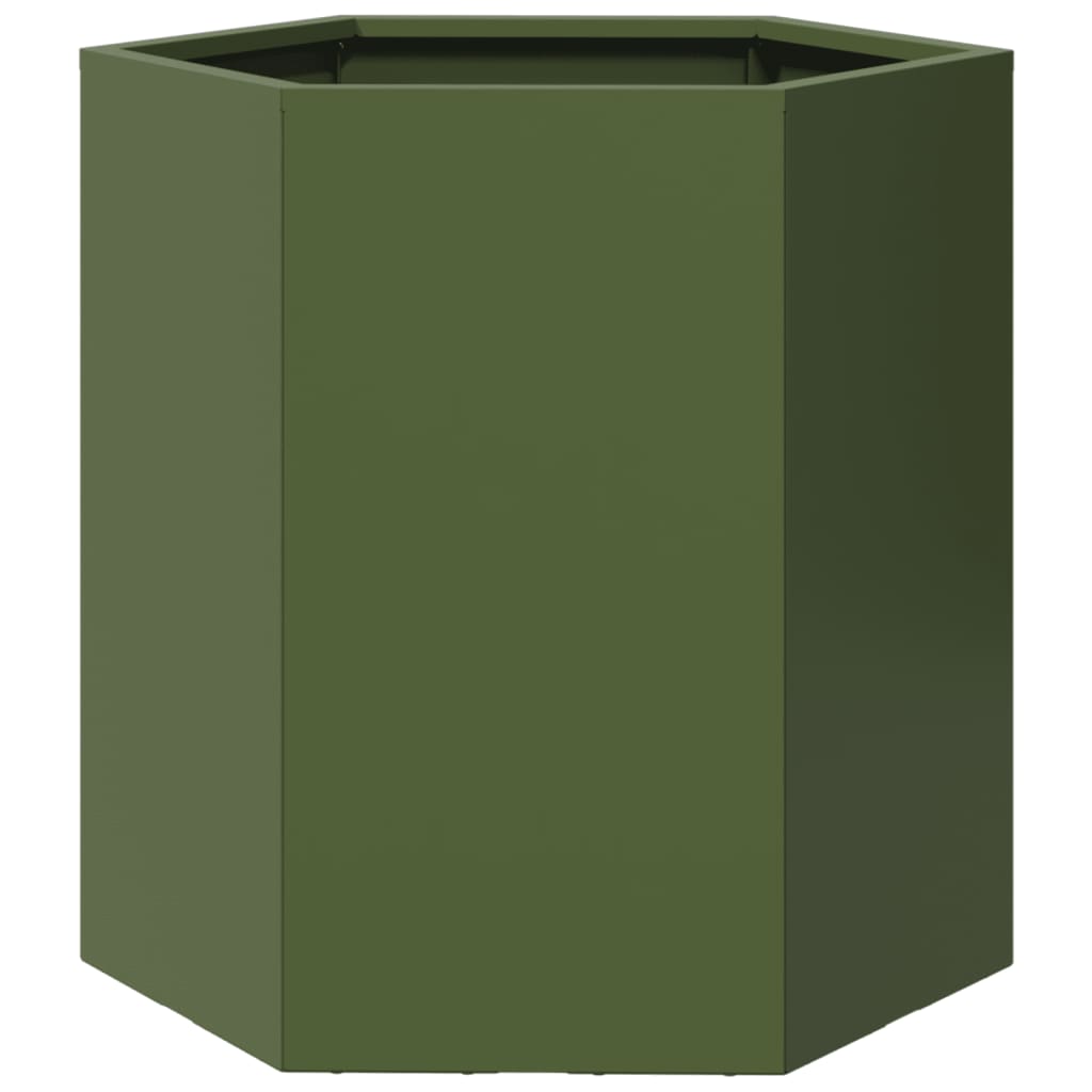Vidaxl Plannet Hexagon 46x40x45 cm de oliva de acero verde
