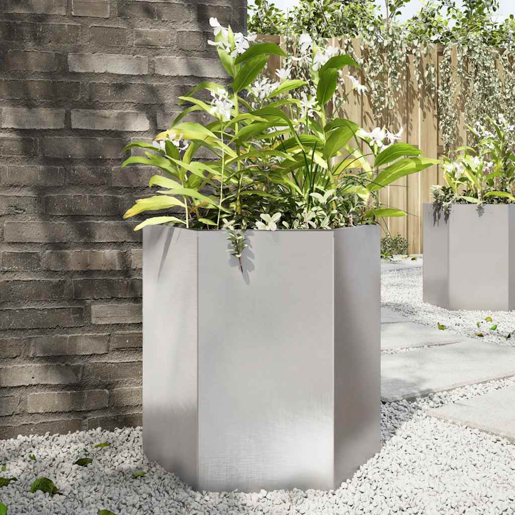 Vidaxl plannet esagono 46x40x45 cm in acciaio inossidabile