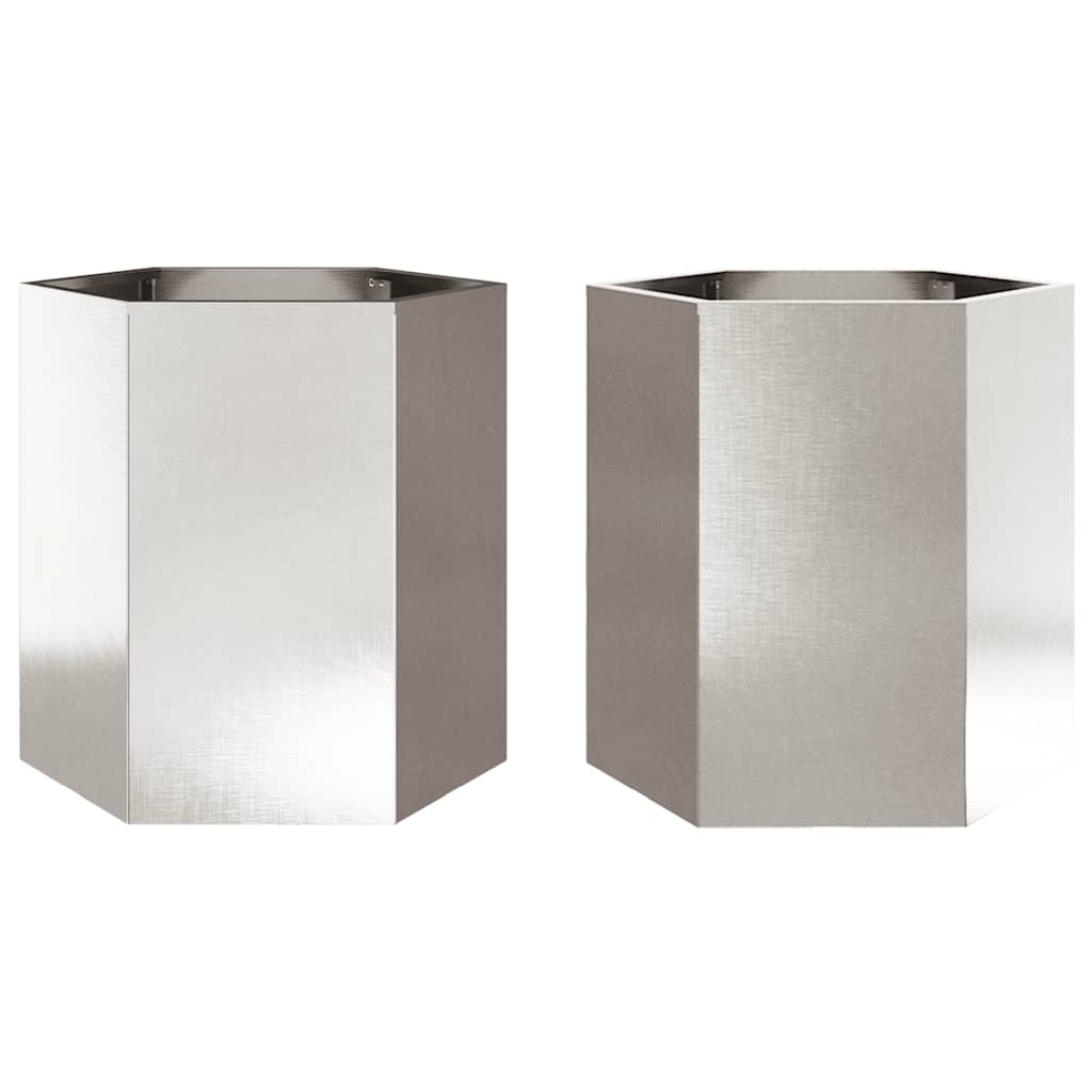 Plantadores Vidaxl 2 St Hexagon 46x40x45 cm de acero inoxidable