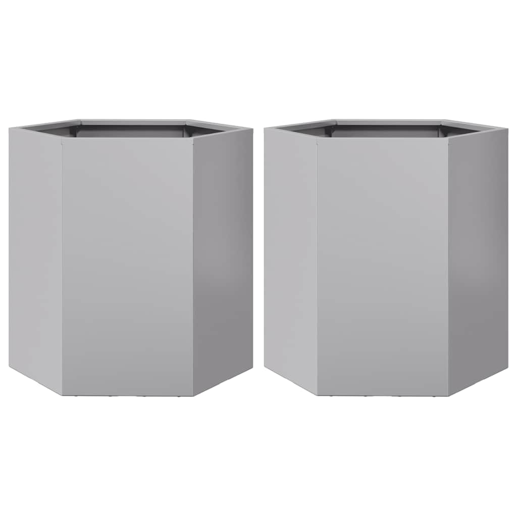 Vidaxl Fioters 2 St Hexagon 46x40x45 cm Galvanized Steel
