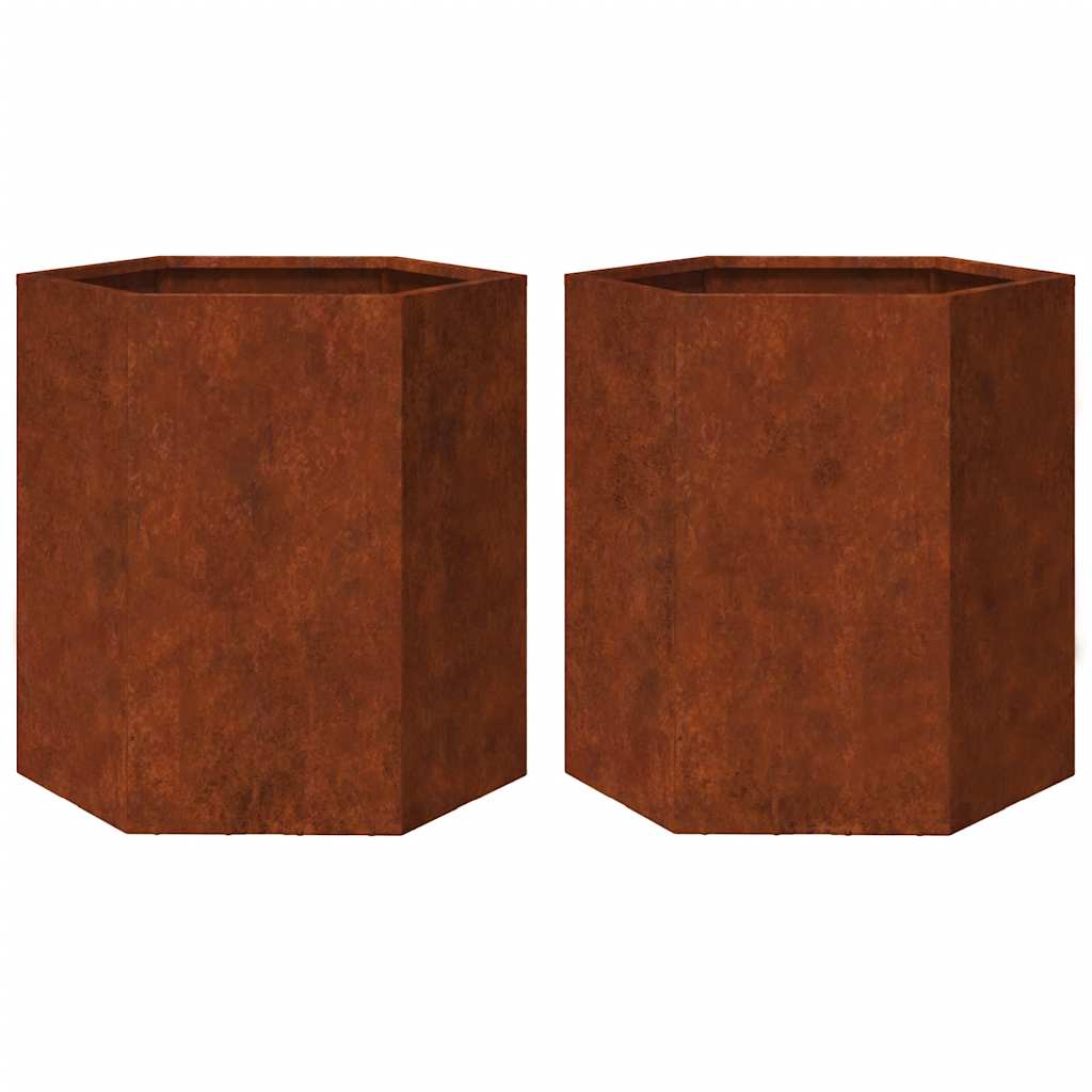 Vidaxl Planners 2 St Esagono 46x40x45 cm Acciaio meteorologico