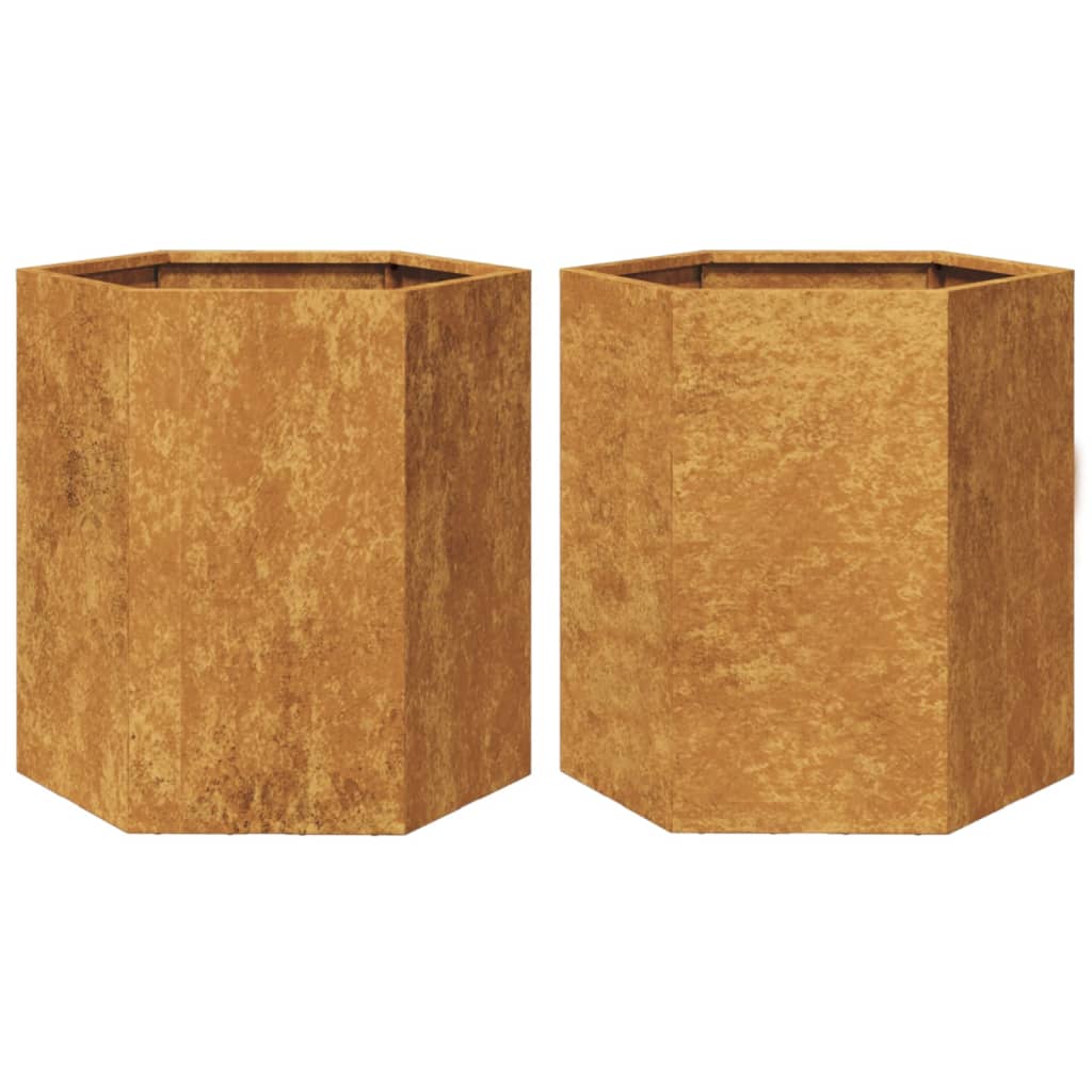 Plantadores Vidaxl 2 St Hexagon 46x40x45 cm de acero meteorológico