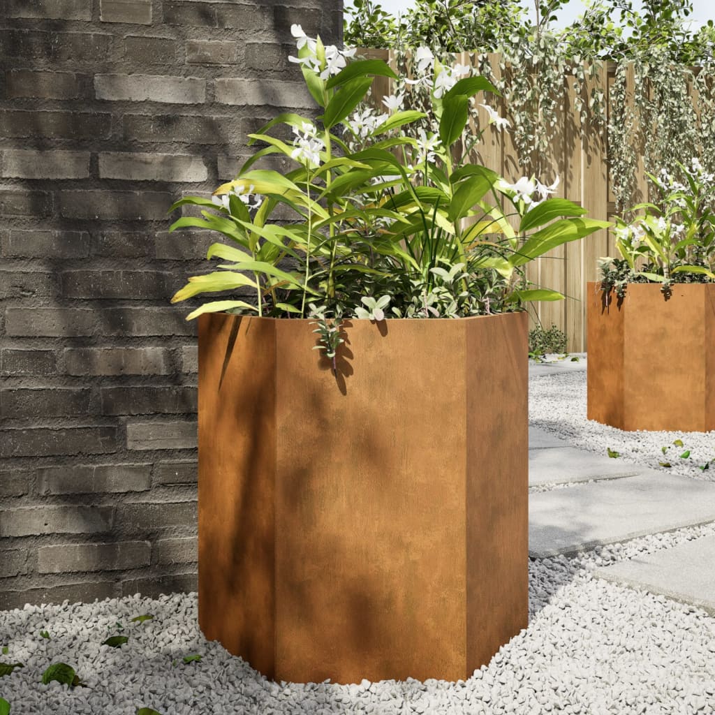 Plantadores Vidaxl 2 St Hexagon 46x40x45 cm de acero meteorológico