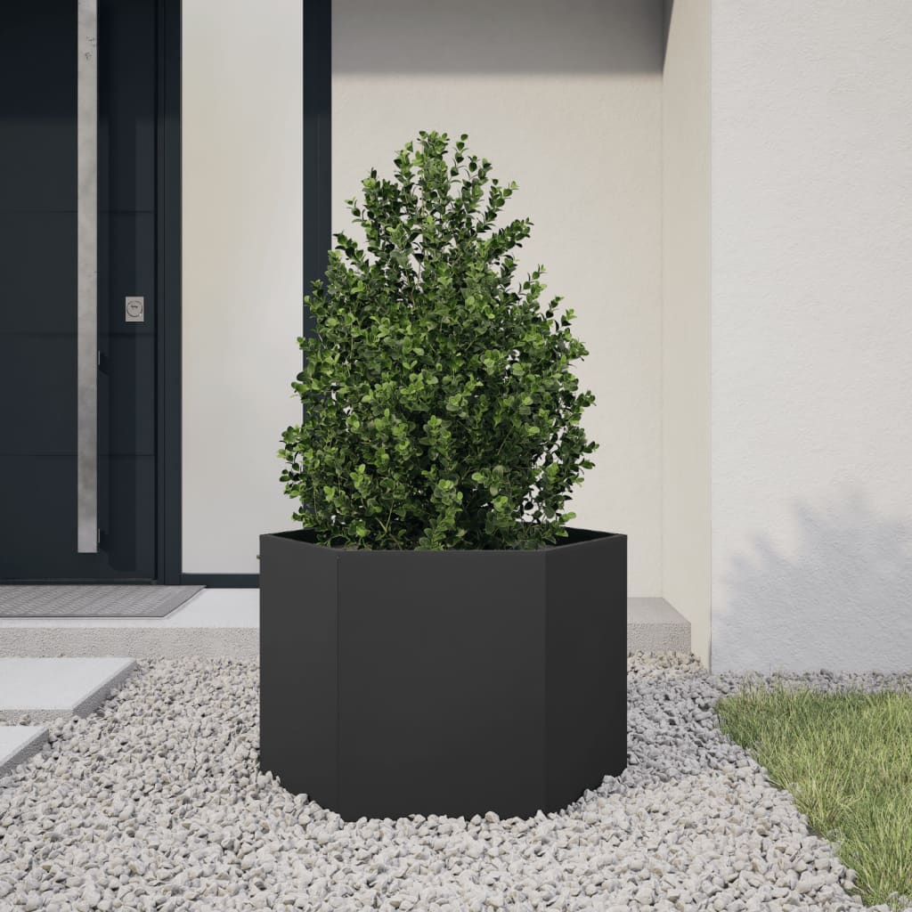 Vidaxl fioriera Benket esagono 69x60x45 cm in acciaio nero