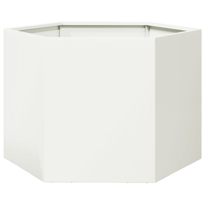 Vidaxl plannet esagono 69x60x45 cm acciaio bianco