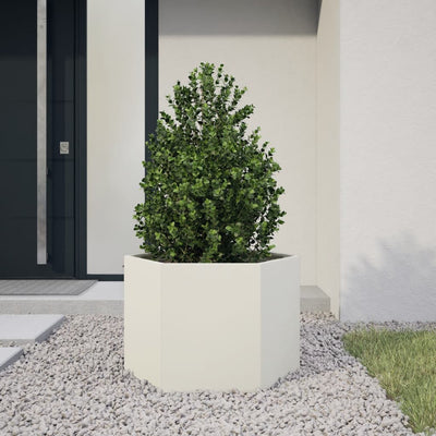 Vidaxl plannet esagono 69x60x45 cm acciaio bianco