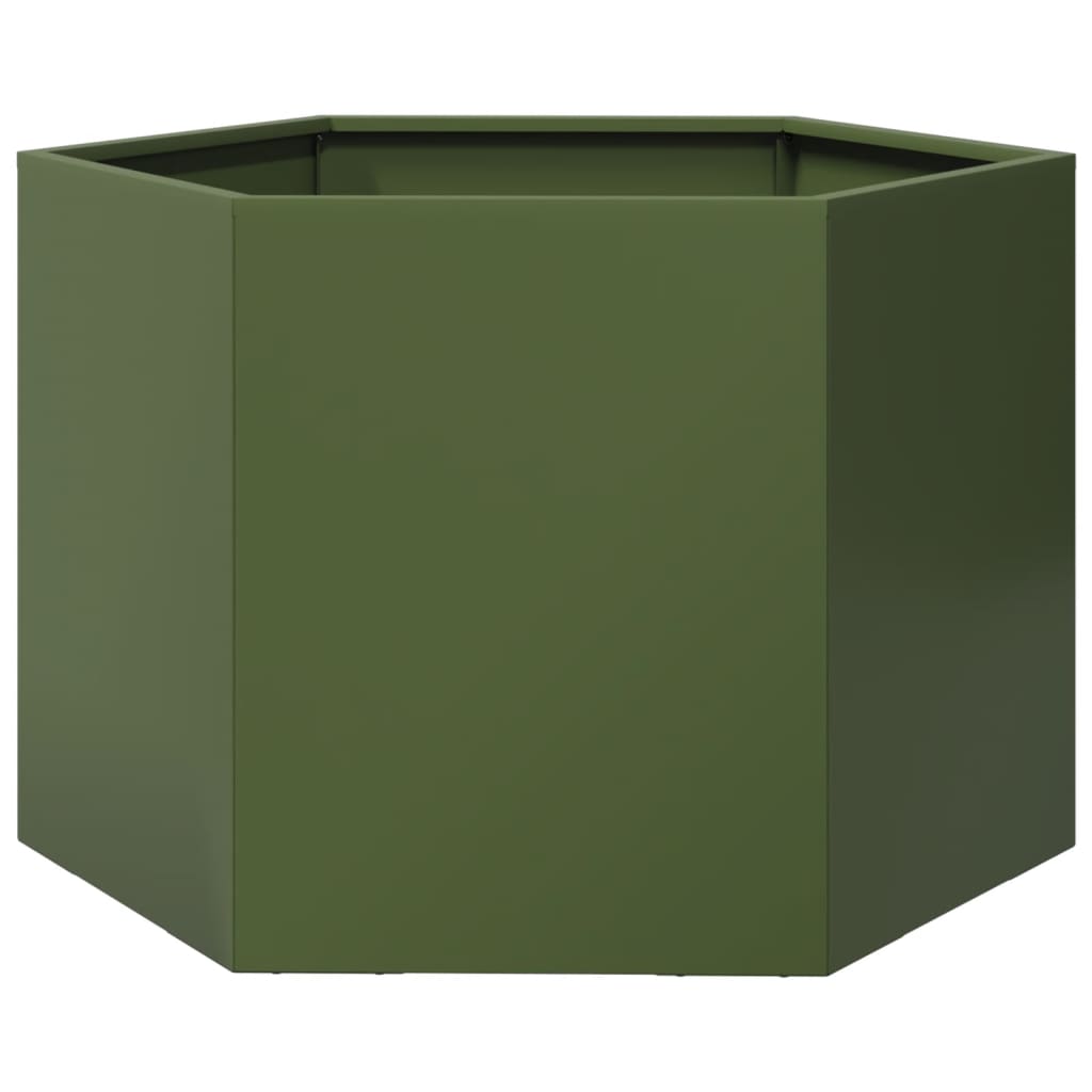 Vidaxl Plannet Hexagon 69x60x45 cm de acero verde de acero verde