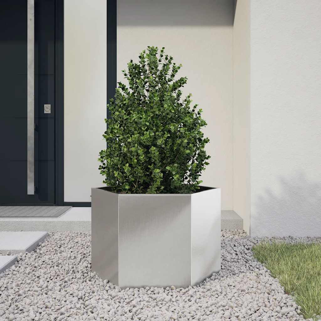 Vidaxl Plannet Hexagon 69x60x45 cm de acero inoxidable