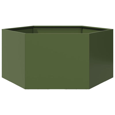 Vidaxl plannet esagono 104x90x45 cm in acciaio verde oliva