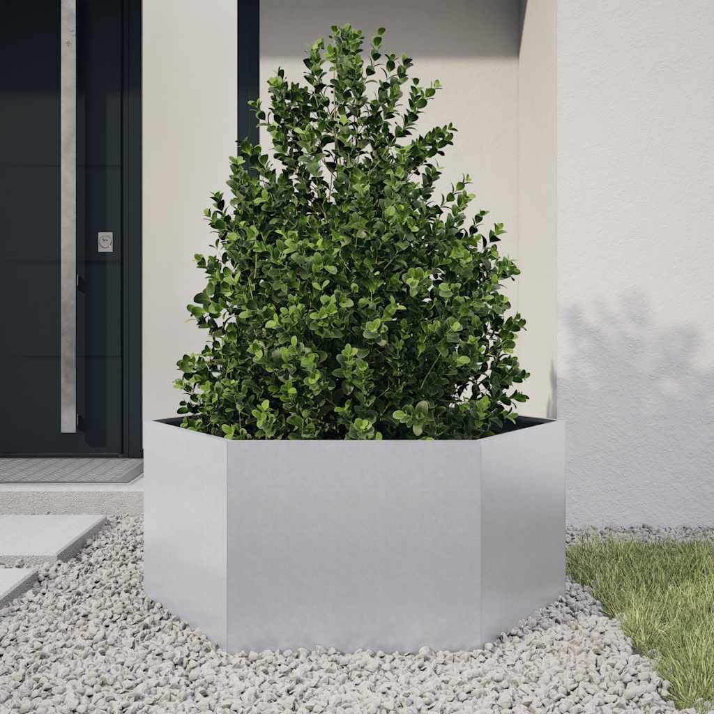 Vidaxl plantenbak zeshoek 104x90x45 cm gegalvaniseerd staal