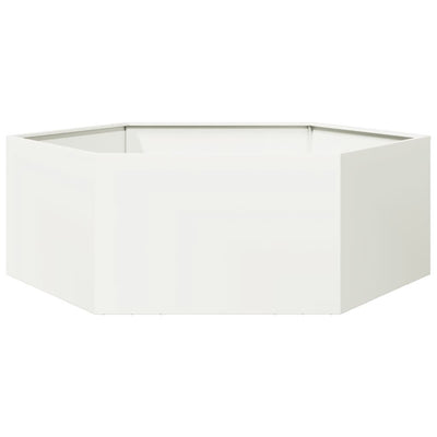 Vidaxl plannet esagono 138x120x45 cm acciaio bianco